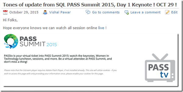 Day 2 Keynote – SQL PASS Summit 2015–Its all about IoT– Screen Post ...